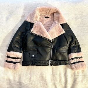 Missguided vegan leather and fur motorcycle biker style jacket